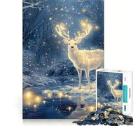 Puzzle de 1000 pièces représentant Un cerf Blanc dans Une forêt enneigée,pour Adultes Jeu Amusant et Stimulant Assemblage sûr et Solide Activité familiale idéale pour Les soirées (38x26cm)