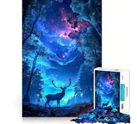 Puzzle de 1000 pièces représentant Un cerf dans Une forêt Mystique, idéal pour Les Adolescents Il renforce la mémoire, soulage la Tension et Offre Une Surprise de Noël aux Bords Lisses (38x26cm)