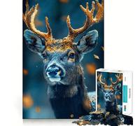 Puzzle de 1000 pièces représentant Un cerf enneigé, idéal pour Les Adolescents Un Jeu de réflexion apaisant et Relaxant, avec des Bords précis Un Cadeau Exceptionnel (38x26cm)