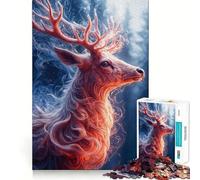Puzzle de 1000 pièces représentant Un cerf Mystique dans Une forêt hivernale, idéal pour Les Adolescents Améliore la mémoire, soulage la Tension, Bords Lisses, Surprise de Noël (50x75cm)