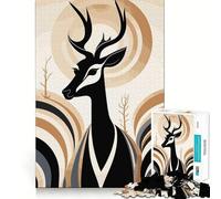 Puzzle de 1000 pièces représentant Un cerf Noir dans Un Paysage Abstrait Découpe précise,Jeu Stimulant l'esprit,Facile à Jouer,Cadeau d'anniversaire idéal (50x75cm)