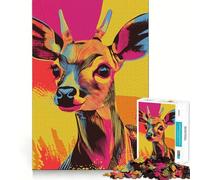 Puzzle de 1000 pièces représentant Un cerf Pop Art pour Adultes Renforce la mémoire, Passe d'agréables Moments, Bords Nets, Cadeau raffiné (38x26cm)
