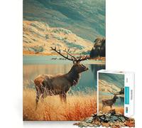 Puzzle de 1000 pièces représentant Un cerf Rouge en Automne, idéal pour Adultes, Un Jeu de logique mentale Relaxant et Bien structuré, Parfait comme Cadeau de Noël (38x52cm)