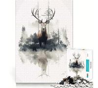 Puzzle de 1000 pièces représentant Un cerf,Un Jeu de Concentration mentale aux Bords Lisses et découpés avec précision,idéal pour des soirées tranquilles (38x26cm)