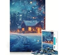 Puzzle de 1000 pièces représentant Un Chalet de Noël enneigé, pour Adultes Jeu Intelligent et ludique Découpe précise Pièce d'art de qualité (50x75cm)
