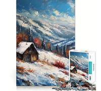 Puzzle de 1000 pièces représentant Un Chalet d'hiver dans Les Montagnes enneigées,idéal pour Les Adolescents Un Jeu Amusant et Stimulant,Une façon agréable de Passer Le Temps (38x26cm)