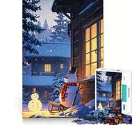 Puzzle de 1000 pièces représentant un chalet d'hiver et des bonhommes de neige,idéal pour adultes Stimule la réflexion,entraîne-toi et joue Emboîtement parfait,aucune pièce ne se détache Cadeau unique