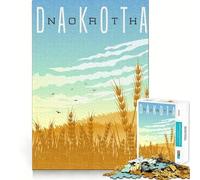 Puzzle de 1000 pièces représentant Un Champ de blé du Dakota du Nord,découpé avec précision,Un Jeu cognitif et Amusant pour se détendre et Passer Un agréable Moment,sur Le thème de Noël (50x75cm)