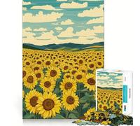 Puzzle de 1000 pièces représentant Un Champ de tournesols, idéal pour Adultes Jeu de réflexion et de détente Décoration Murale aux Lignes épurées 38x26cm