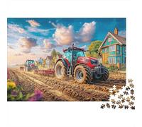 Puzzle de 1000 pièces représentant Un Champ labouré par Un Tracteur. Style Paysage Rural. Jeu éducatif pour Adultes. Décoration intérieure. Niveau de difficulté élevé. Dimensions : 70 x 50 cm