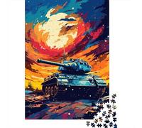 Puzzle de 1000 pièces représentant Un Char d'assaut coloré, en Bois, idéal pour Les Adultes. Puzzle Anti-Stress Amusant à Offrir à la Famille et aux Amis. 1000 pièces (75 x 50 cm).