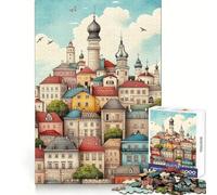Puzzle de 1000 pièces représentant un charmant paysage urbain européen,idéal pour la stimulation cérébrale des adultes,un passe-temps paisible et de qualité supérieure,un cadeau d'anniversaire 38x52cm