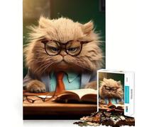 Puzzle de 1000 pièces représentant Un Chat à Lunettes et Professeur en colère Jeu de Construction Facile et sécurisé,idéal pour Les Vacances et Les Moments de détente à l'intérieur (38x52cm)
