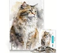 Puzzle de 1000 pièces représentant Un Chat American Curl,Jeu de mémoire de qualité supérieure découpé au Laser,activité captivante pour des soirées tranquilles (38x52cm)