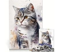 Puzzle de 1000 pièces représentant Un Chat American Shorthair, idéal pour Adultes Thème réflexion stratégique, évasion paisible, Assemblage précis, Cadeau Charmant (50x75cm)