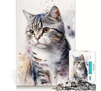 Puzzle de 1000 pièces représentant Un Chat American Shorthair,pour Adultes Jeu de résolution de problèmes,qualité Professionnelle,activité de Groupe relaxante en intérieur (50x75cm)