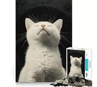 Puzzle de 1000 pièces représentant Un Chat Blanc Jeu créatif et Stimulant Emboîtement Parfait Pas de pièces détachées Activité de Partage et de complicité avec Les Proches (38x26cm)