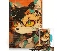 Puzzle de 1000 pièces représentant Un Chat dans Une fresque de Street Art, idéal pour Les Adolescents Jeu de réflexion et Anti-Stress Découpe Nette Liste de souhaits du Père Noël 38x52cm