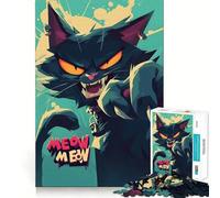Puzzle de 1000 pièces représentant Un Chat de Dessin animé en colère Jeu de Concentration mentale Découpe de précision Bords Lisses Jeu de Construction de Liens significatifs (38x52cm)