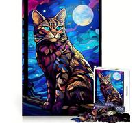 Puzzle de 1000 pièces représentant Un Chat du Bengale taché de Bleu, idéal pour Les Adolescents Un Cadeau de Noël Unique et Facile à réaliser, avec des Motifs précis et Silencieux (38x52cm)
