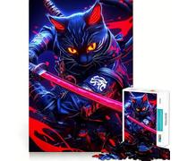 Puzzle de 1000 pièces représentant Un Chat Guerrier samouraï du Bengale avec Un Katana Rouge pour Les Adultes Ce Puzzle de 1000 pièces à Assembler et à Collectionner est pour développer la mémoire