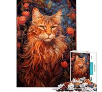 Puzzle de 1000 pièces représentant Un Chat Maine Coon Style Art Nouveau idéal pour Les Adolescents et Les Adultes Jeu Familial Stimulant la mémoire (Taille 50x75cm)