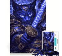 Puzzle de 1000 pièces représentant Un Chat Mau égyptien samouraï avec Une épée idéal pour Les Adolescents Jeu de logique et de Divertissement d'intérieur Bords de qualité supérieure Cadeau mémorable