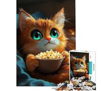 Puzzle de 1000 pièces représentant Un Chat Mignon regardant Un Film Jeu de Construction Difficile et Stimulant Faisant Appel à la logique et à l'analyse À partir de 14 Ans 50x75cm