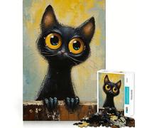 Puzzle de 1000 pièces représentant Un Chat Noir fantaisiste,idéal pour Les Adolescents Jeu de mémoire et,Assemblage sécurisé,sans pièces détachées Format Voyage pour Les Petits Cerveaux