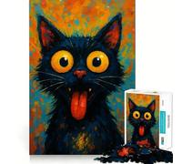 Puzzle de 1000 pièces représentant Un Chat Noir fantaisiste Jeu de création et de développement Personnel Emboîtement Parfait Aucune pièce détachée Activité de Partage et de complicité à Partager