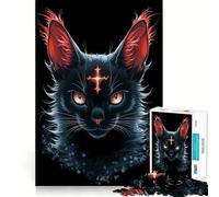 Puzzle de 1000 pièces représentant Un Chat Noir Mystique, idéal pour Adultes et Stimulant la réflexion Un Cadeau Charmant à Assembler (38x52cm)