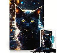 Puzzle de 1000 pièces représentant Un Chat Noir Mystique, Un Jeu de logique Complexe pour Adultes, idéal pour Partager Un Moment de complicité et de Partage (50x75cm) Bords Nets