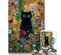 Puzzle de 1000 pièces représentant Un Chat Noir, Peinture à l'huile, pour Adultes et Adolescents, Anti-Stress, défi Difficile, renforce l'amour Entre Couples (38x26cm)