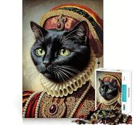Puzzle de 1000 pièces représentant Un Chat Noir Royal, idéal pour Les Adolescents Jeu de réflexion et de détente, Design élégant, à Assembler soi-même Cadeau de qualité supérieure (38x26cm)