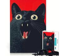 Puzzle de 1000 pièces représentant Un Chat Noir surpris, idéal pour Les Adolescents Jeu de réflexion, Exercice Mental, Jeu de Groupe, découpe de précision, Cadeau de Festival 38x26cm