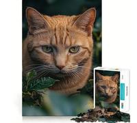 Puzzle de 1000 pièces représentant Un Chat Orange dans Un Feuillage Vert, pour Adultes, Jouet cognitif, Moment de complicité, Motif à Assembler, Cadeau de Noël (38x26cm)