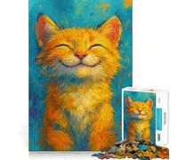 Puzzle de 1000 pièces représentant Un Chat Orange Souriant, idéal pour Les Adolescents Jeu de logique Fine, Passe-Temps Calme, Bords Nets, Collection d'art 38x26cm