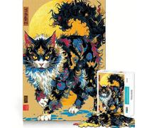 Puzzle de 1000 pièces représentant Un Chat orné, d'inspiration Asiatique, pour Adolescents Jeu de logique Robuste, Silencieux et aux Bords Nets Cadeau élégant (38x26cm)