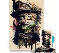 Puzzle de 1000 pièces représentant Un Chat Pirate, idéal pour Les Adolescents, Stimulant la réflexion et offrant Un Cadeau mémorable et des Moments de Joie en Famille (38x26cm)