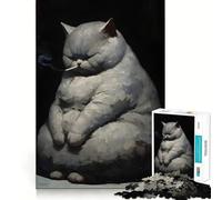 Puzzle de 1000 pièces représentant Un Chat Qui Fume, idéal pour Adultes Stimule la mémoire, s'amuse Assembler Une Image et collectionne Les œuvres d'art (38x26cm)