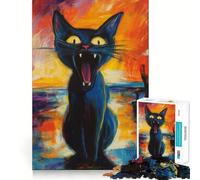 Puzzle de 1000 pièces représentant Un Chat Qui hurle, idéal pour Les Adolescents Jeu de logique et de Train, léger et Relaxant, découpe Lisse, décoration Murale (50x75cm)