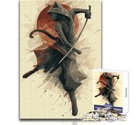 Puzzle de 1000 pièces représentant Un Chat samouraï armé d'un Katana, idéal pour Les Adolescents Un Jeu éducatif Stimulant et mémorable, Parfait comme Cadeau Dimensions:50x75cm