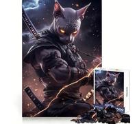 Puzzle de 1000 pièces représentant Un Chat samouraï Guerrier Sphynx, idéal pour Les Adolescents Jeu de réflexion Simple et Amusant, à Assembler et à Offrir en Cadeau mémorable 38x26cm