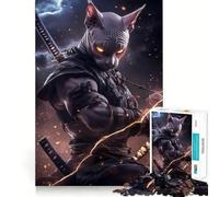 Puzzle de 1000 pièces représentant Un Chat samouraï Guerrier Sphynx, idéal pour Les Adolescents Jeu de réflexion Simple et Amusant, à Assembler et à Offrir en Cadeau mémorable 38x26cm