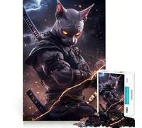 Puzzle de 1000 pièces représentant Un Chat samouraï Guerrier Sphynx, idéal pour Les Adultes Jeu d'exercice Mental, Anti-Stress et Cadeau élégant 50x75cm
