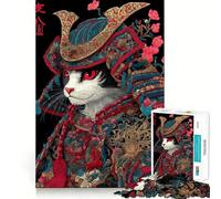 Puzzle de 1000 pièces représentant Un Chat samouraï, idéal pour Les Adolescents Améliore la mémoire, se détend et se crée Facilement Finitions précises Cadeau élégant (38x52cm)