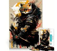 Puzzle de 1000 pièces représentant Un Chat samouraï, idéal pour Les Adolescents, Stimulant la réflexion et offrant Un Cadeau mémorable et des Moments de Joie en Famille (50x75cm)