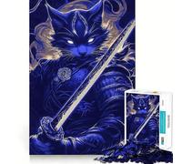 Puzzle de 1000 pièces représentant un chat samouraï russe avec une épée, idéal pour les adolescents Jeu de logique et de construction, loisirs et divertissement Découpe lisse Cadeau original (50x75cm)