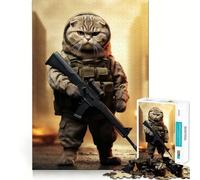 Puzzle de 1000 pièces représentant Un Chat Scottish Fold Soldat, idéal pour Les Adolescents Jeu de logique Fine, Facile Assembler, Bords Nets, Cadeau Parfait pour Les fêtes (38x52cm)