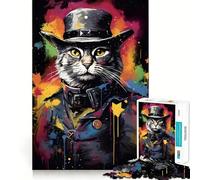 Puzzle de 1000 pièces représentant Un Chat shérif, idéal pour Adultes Jeu de logique et d'assemblage Amusant et précis Cadeau mémorable 38x52cm
